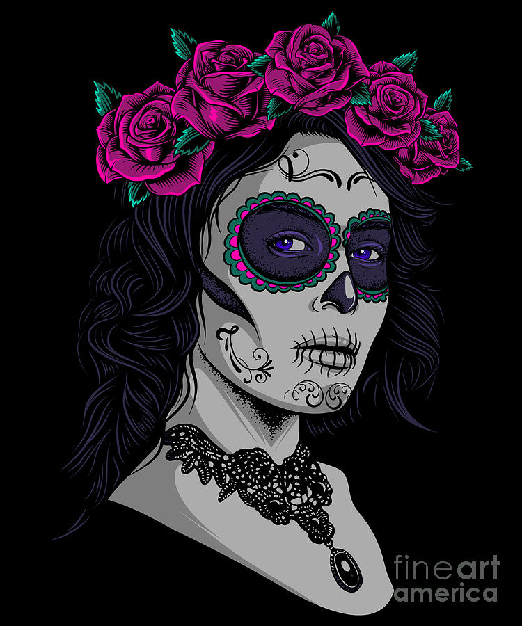 Halloween Digital Art - La Calavera Catrina - Santa Muerte by Mister Tee