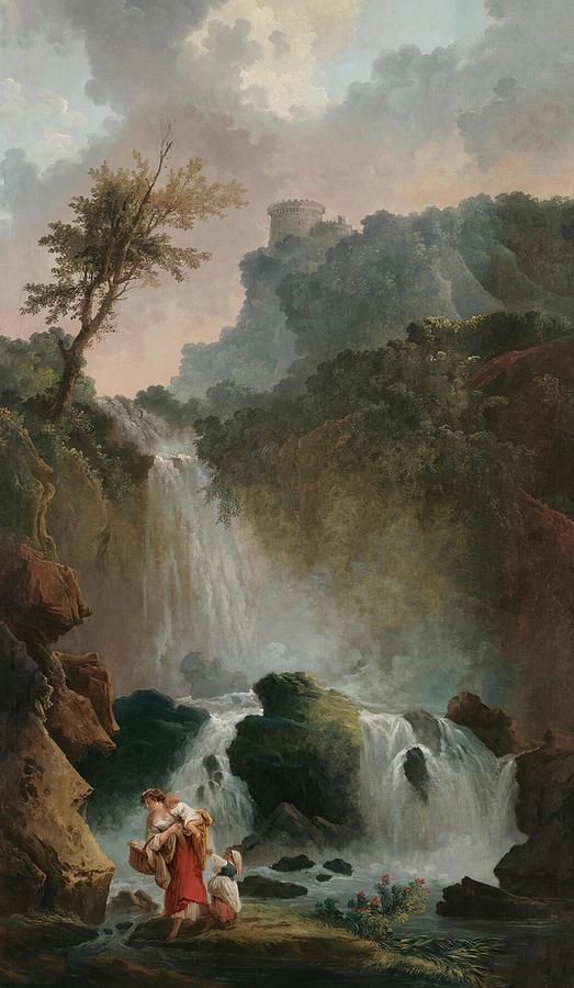 Hubert Robert Drawing - La Cascade by Hubert Robert French Hubert Robert Drawing - La Cascade by Hubert Robert French