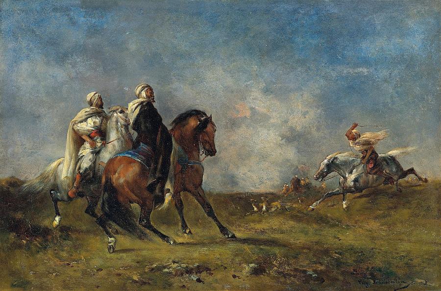 La Chasse A La Gazelle Hunting Gazelle art Drawing by Eugene Fromentin ...