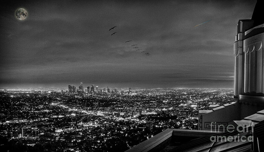 LA Cityscape BW Photograph by David Zanzinger