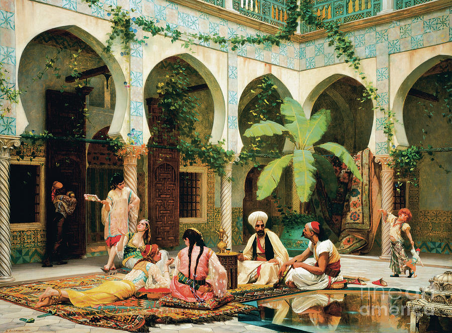 La Cour du Palais de Dar Khdaouedj El Amia, Alger, 1877 Tote Bag by Gustave  Clarence Rodolphe Boulanger - Fine Art America