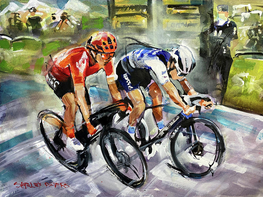La Course_At The Line Painting by Shirley Peters