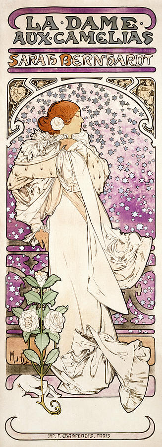 La dame, aux camelias, Sarah Bernhardt 1896 Painting by Vincent Monozlay