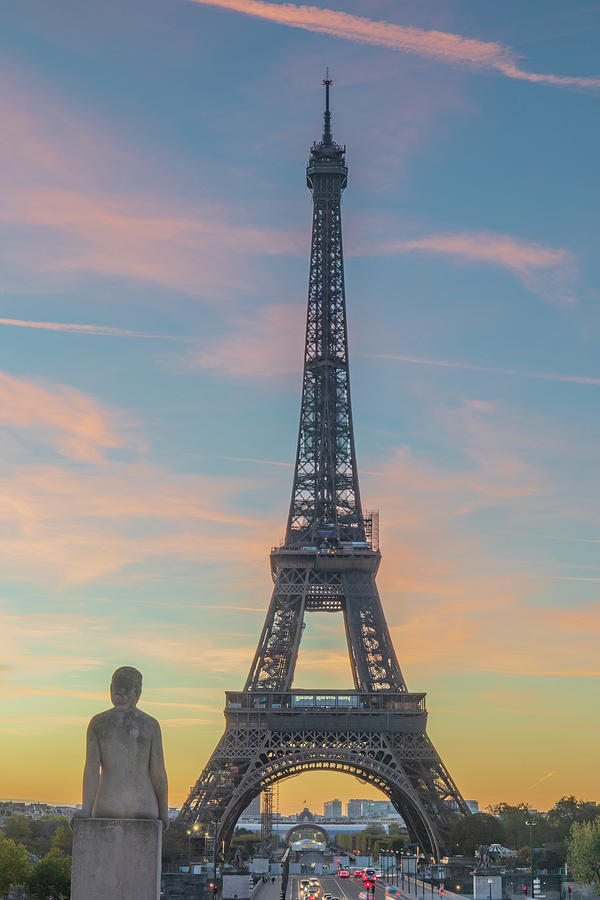 La Femme Statue and the Eiffel Tower, Paris Photograph by Adrian Hendroff