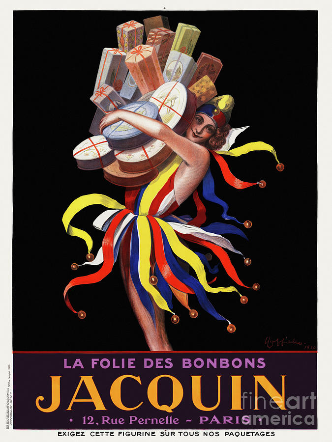 Paris Drawing - La Folie des Bonbons Jacquin France Vintage Poster 1926 by Vintage Treasure