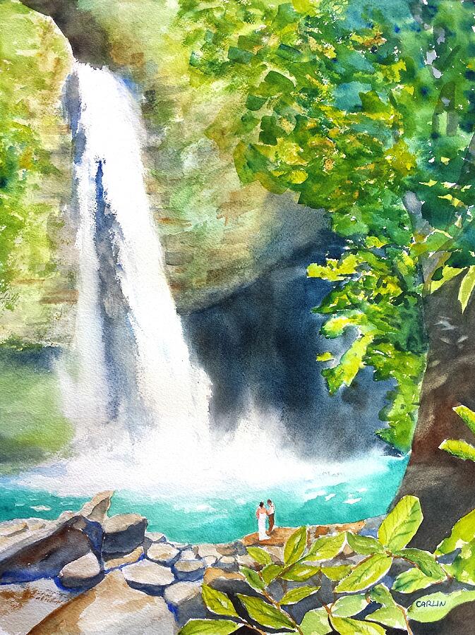 La Fortuna Waterfall Painting by Carlin Blahnik CarlinArtWatercolor