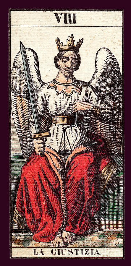 La Giustizia Italian Tarot Card Justice Painting by Unknown