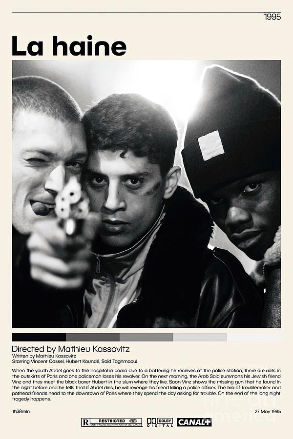 La haine Mathieu Kassovitz Minimalist Movie Wall Painting by Thompson ...