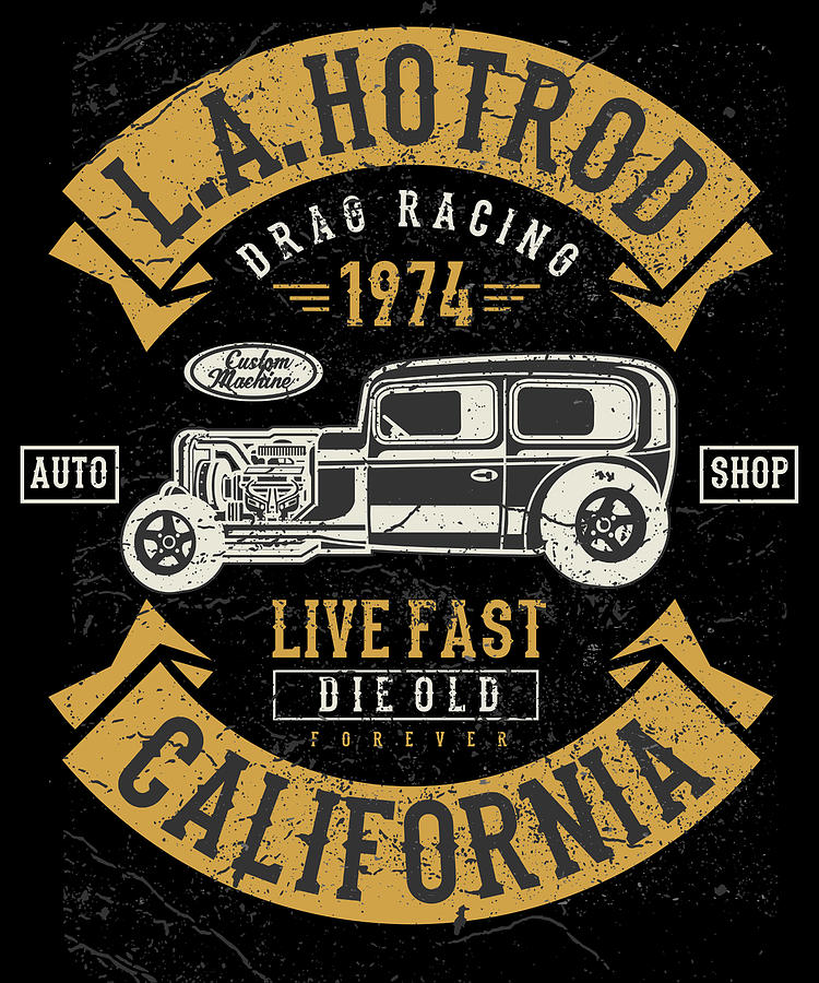 Los Angeles Digital Art - LA Hot Rod Drag Racing by Jacob Zelazny