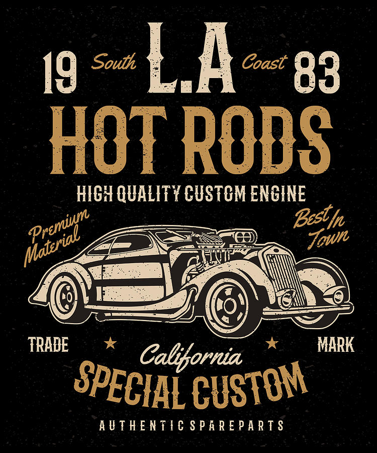 Los Angeles Digital Art - LA Hot Rods by Jacob Zelazny