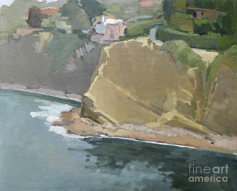 La Jolla Bay, Cliffs along Coastwalk Painting by Paul Strahm