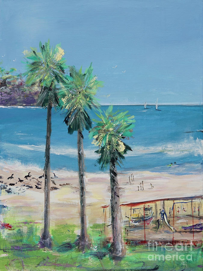 La Jolla Beach - Abstract - Triptych 1 Painting