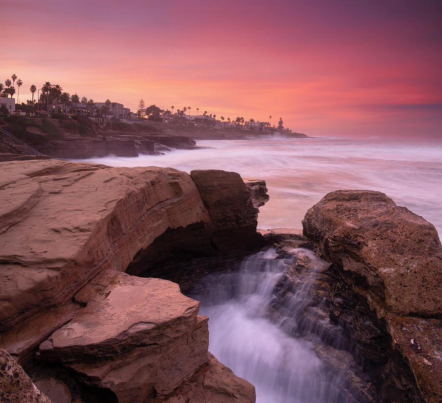 San Diego Photograph - La Jolla Cliffs and Colorful Sunrise by William Dunigan