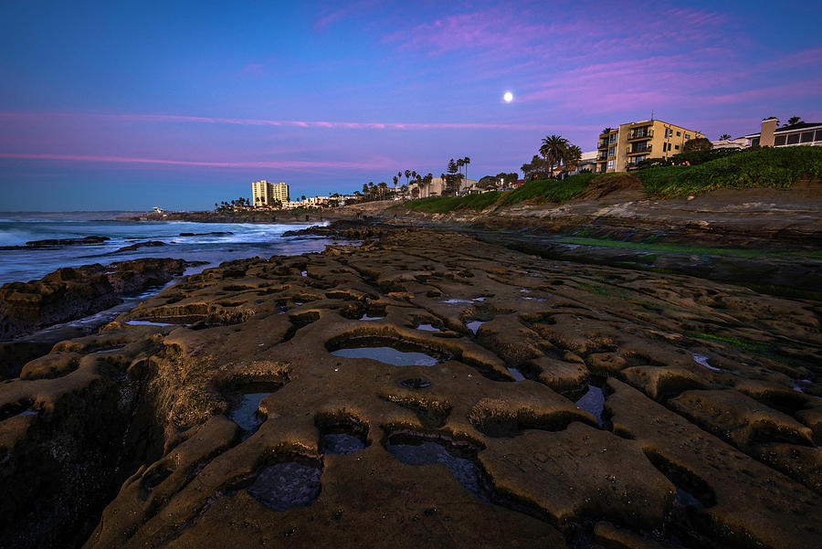 La Jolla Coast Full Moon Sunset Photograph by Scott Cunningham