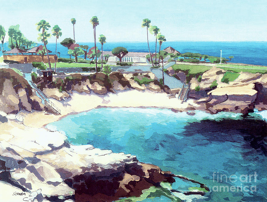 La Jolla Cove Beach La Jolla San Diego California Painting by Paul Strahm