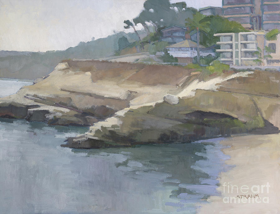La Jolla Cove Calm Morning - La Jolla, San Diego, California Painting by Paul Strahm