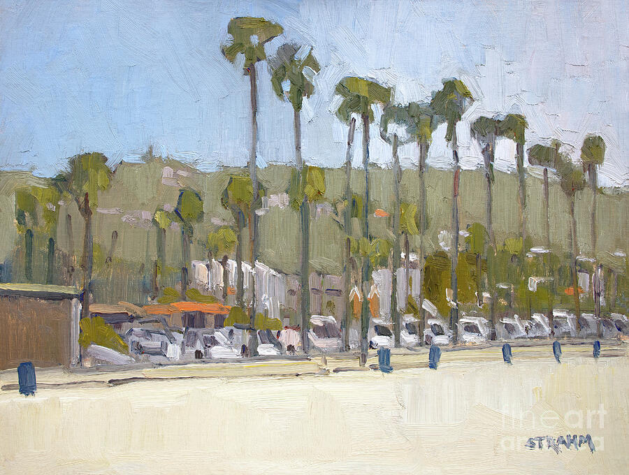 La Jolla Shores Beach Palms - San Diego, California Painting by Paul Strahm