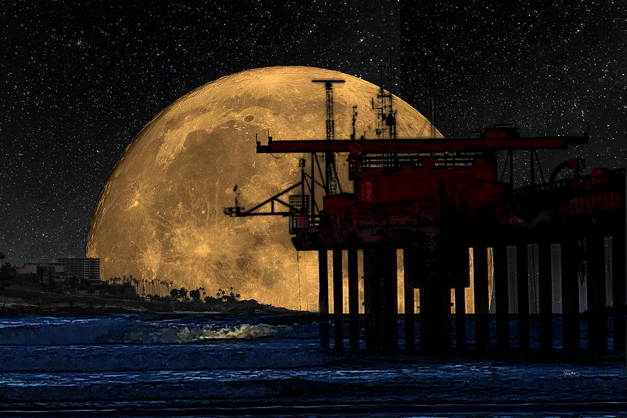 La Jolla Shores To Cove - Full Moon Photograph by Russ Harris