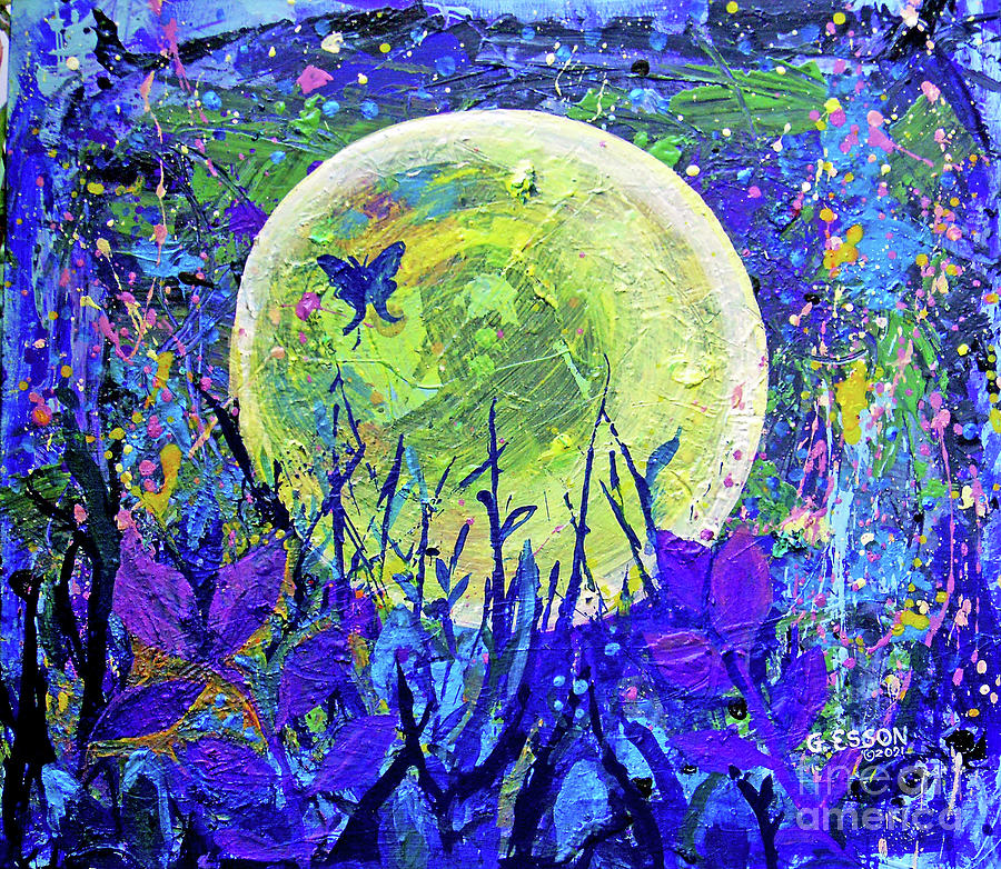 La Luna Floral Abstract Painting by Genevieve Esson