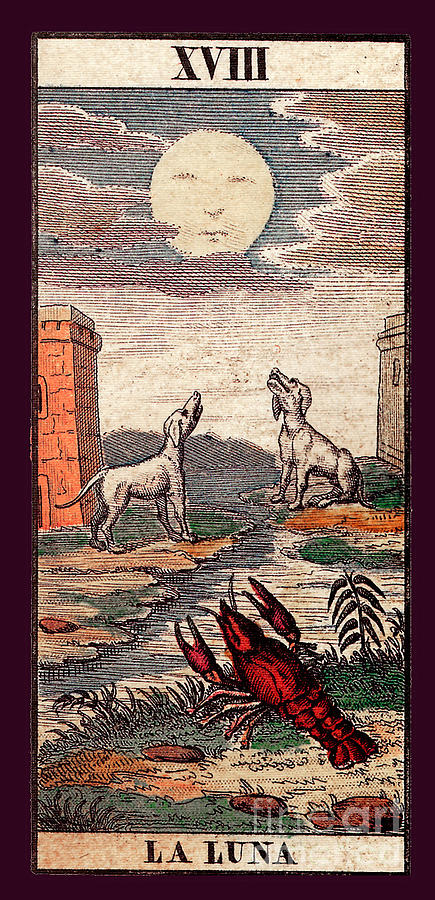 La Luna Italian Tarot Card The Moon Painting by Unknown