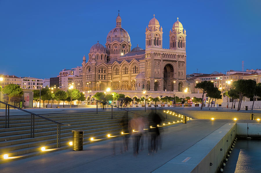 La Major Cathedral in Marseille at Night Photograph by Angelo DeVal