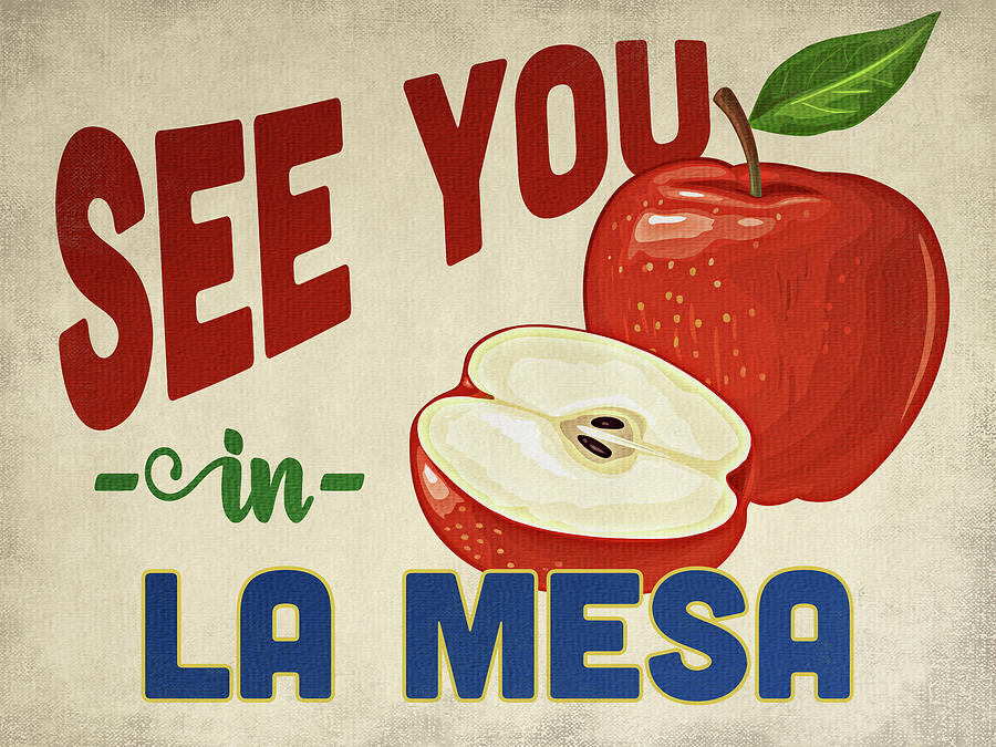 La Mesa California Apple - Vintage Digital Art by Flo Karp