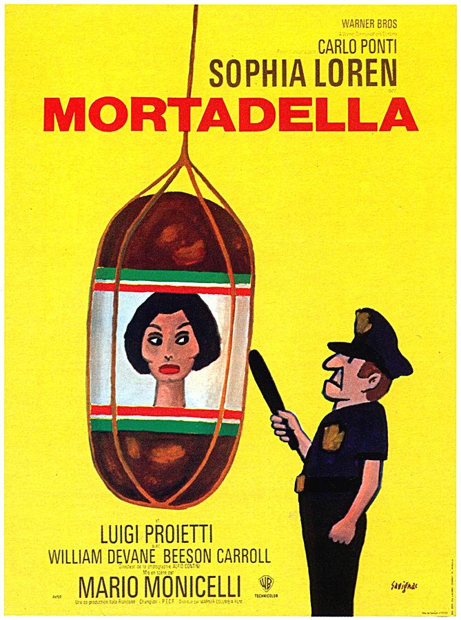 Sophia Loren Mixed Media - La Mortadella, 1971, art by Raymond Savignac by Movie World Posters