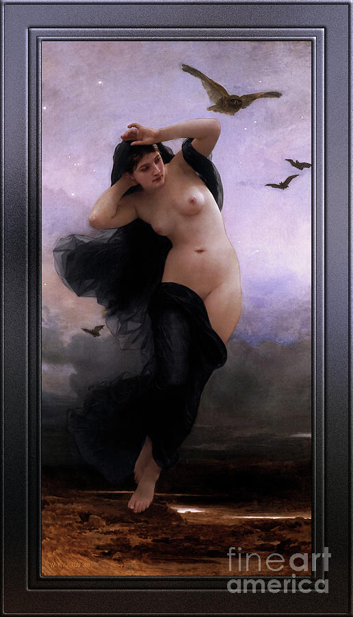 La Nuit by William-Adolphe Bouguereau Classical Art Old Masters Reproduction Painting by Rolando Burbon