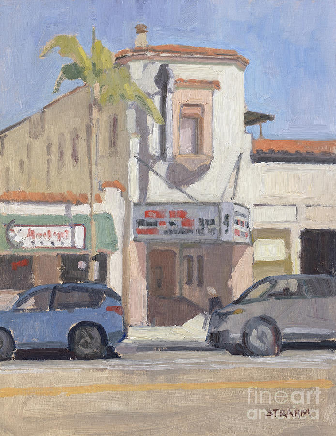 La Paloma Theatre on Hwy 101 - Encinitas, California Painting by Paul Strahm
