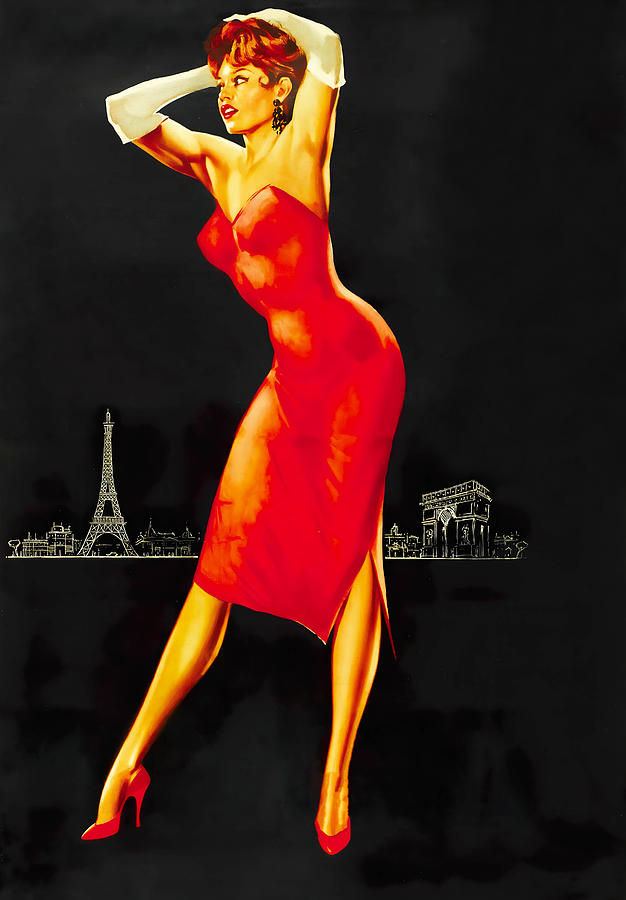 Vintage Painting - La Parisienne, 1957, movie poster painting by Giorgio Olivetti  by Movie World Posters