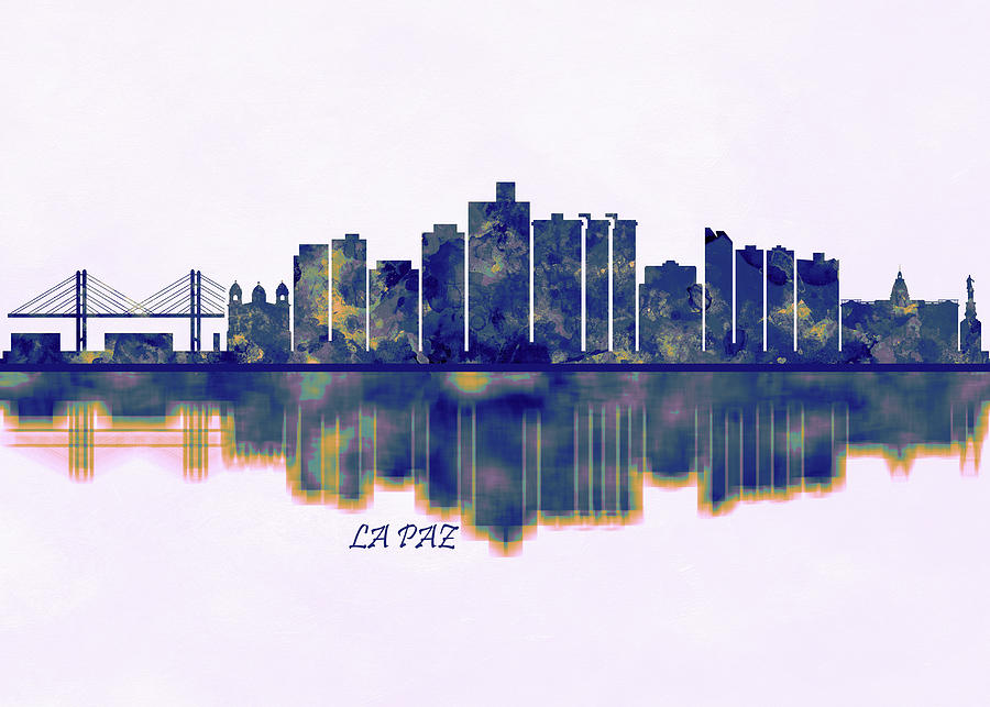 La Paz Skyline Painting by NextWay Art - Pixels