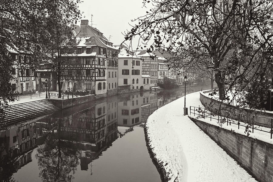 La Petite France - Christmas Strasbourg - Monochrome 8 Photograph by Jenny Rainbow