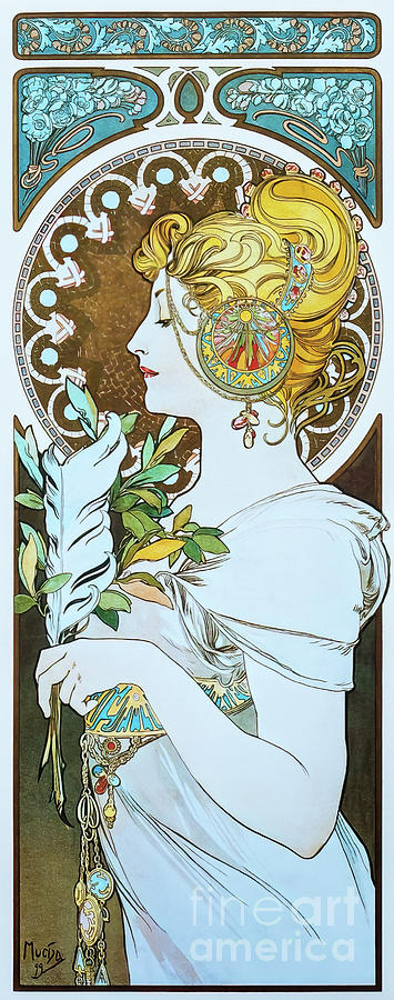 La Plume by Alphonse Mucha Drawing by Alphonse Mucha - Fine Art America