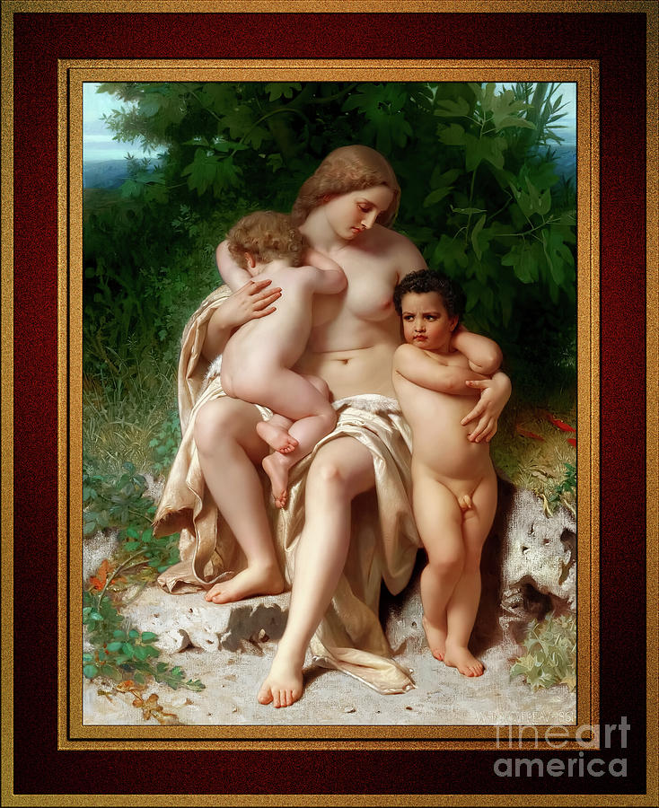 La Premiere Discorde c1861 by William-Adolphe Bouguereau Remastered Xzendor7 Fine Art Reproductions Painting by Rolando Burbon