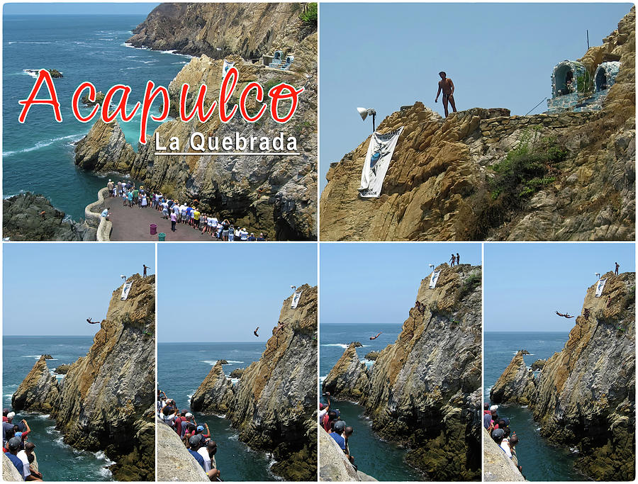 La Quebrada cliff divers collage poster Photograph by Tatiana Travelways