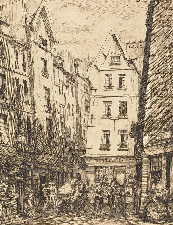 La Rue Pirouette aux halles Drawing by Charles Meryon - Fine Art America