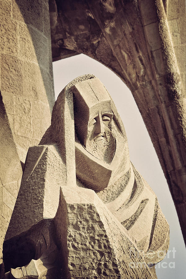 Sagrada Familia in Barcelona - Statue of Peter Photograph by Delphimages Photo Creations