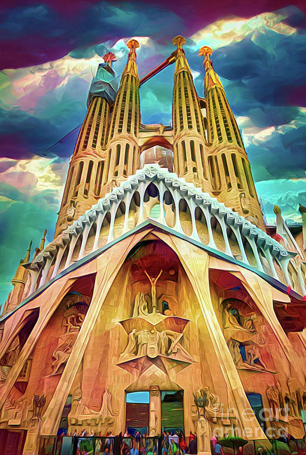 La  Sagrada Familia Paintography Spain  Photograph by Chuck Kuhn