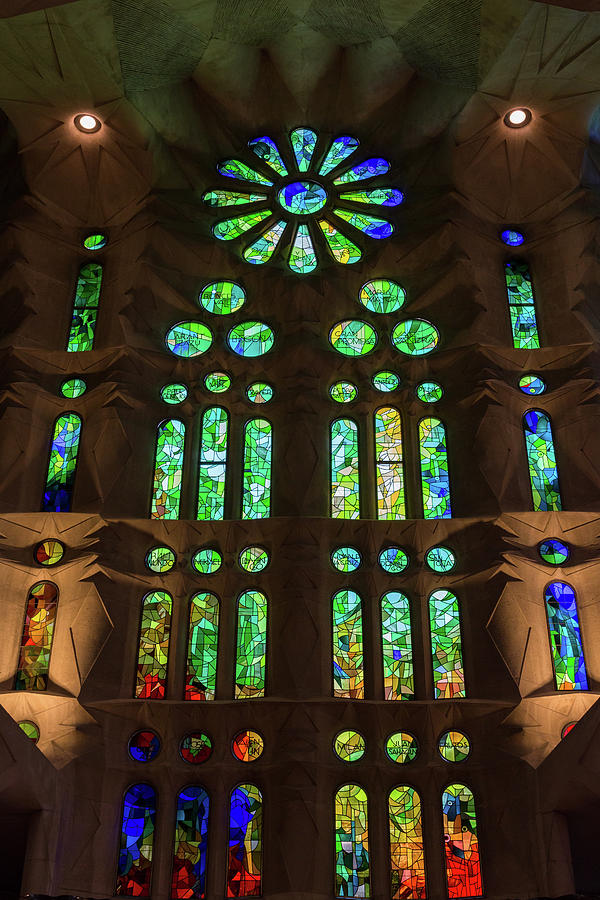 La Sagrada Familia Stained Glass Photograph by John Daly