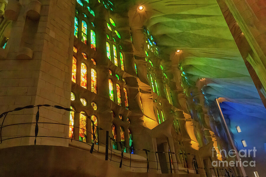 Barcelona Photograph - La Sagrada Familia Stained Glass Windows Hot to Cold by Bob Phillips