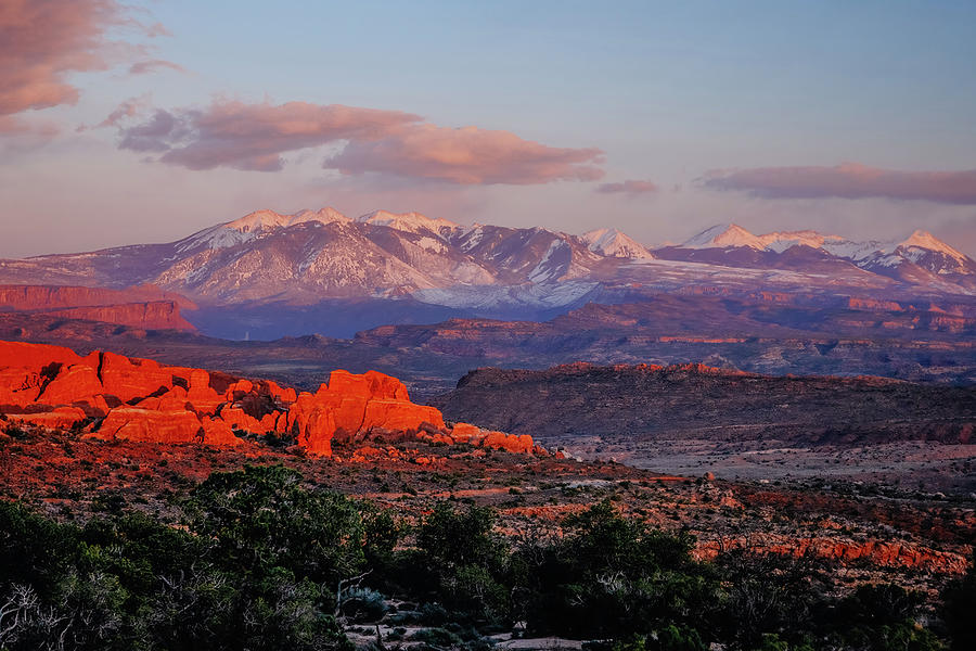Arches National Park Photograph - La Sal Mountain Range, Viewed from Arches National Park, Utah by Jeff Rose