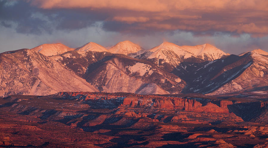 La Sal Mountains at sunset Photograph by David L Moore