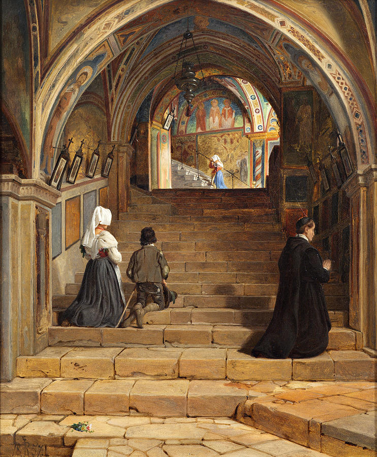 La Scala Santa at the Monastery San Benedetto near Subiaco Painting by Jorgen Roed