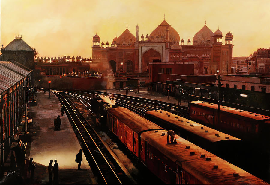 la stazione di Agra oil on canvas Painting