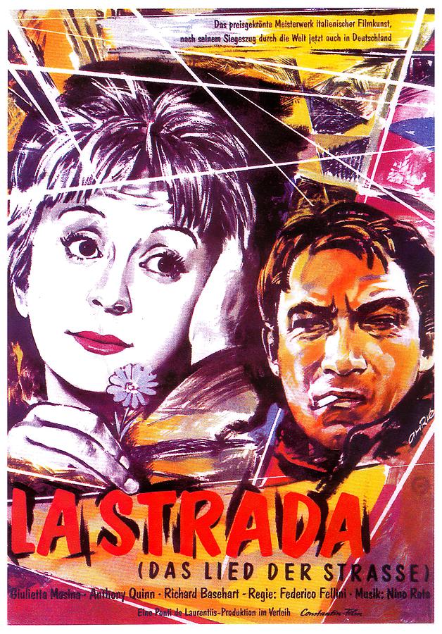 Anthony Quinn Mixed Media - La Strada, 1954-ah by Movie World Posters