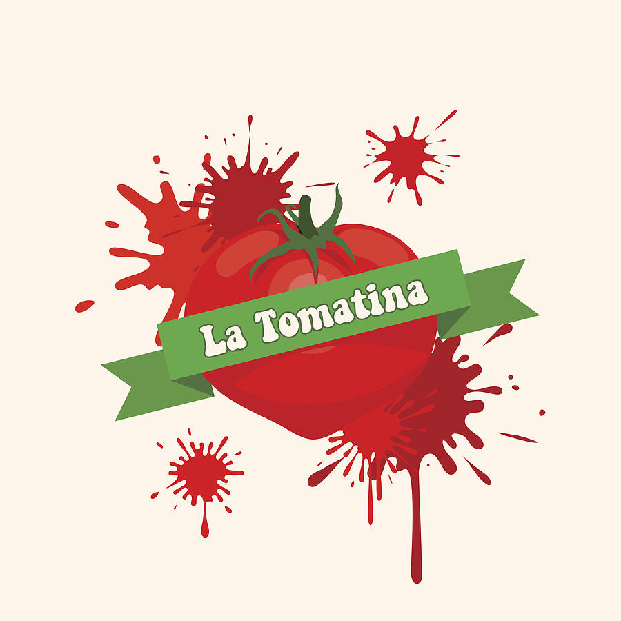 La Tomatina background [Bursting a tomato] Drawing by Leafedge