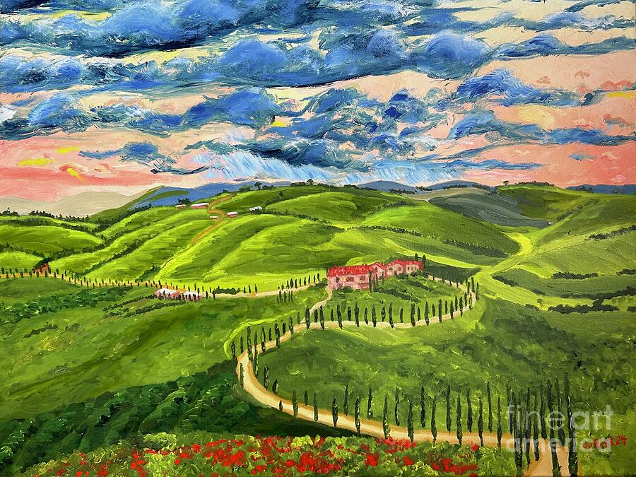 Tuscany hills, 2 Painting by Janice Best