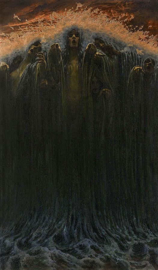 La vague 1907 Painting by Carlos Schwabe - Fine Art America