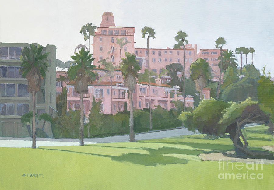 La Valencia Hotel - The Pink Lady - La Jolla, San Diego, California Painting by Paul Strahm