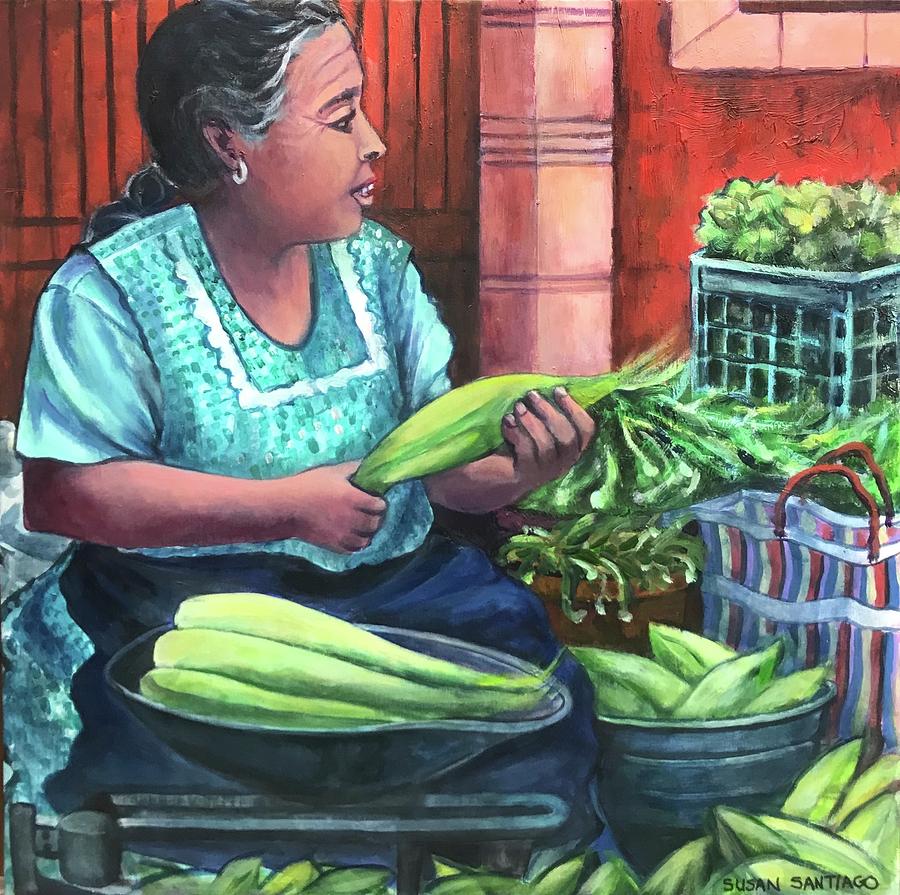 La Vendedora de Maiz Painting by Susan Santiago